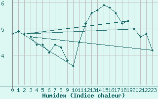 Courbe de l'humidex pour Roches Point