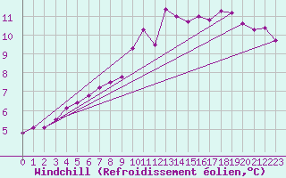 Courbe du refroidissement olien pour Bingley