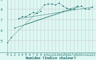 Courbe de l'humidex pour Rhyl
