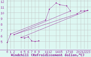 Courbe du refroidissement olien pour Kleine-Brogel (Be)