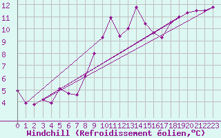 Courbe du refroidissement olien pour Bad Lippspringe