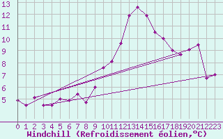 Courbe du refroidissement olien pour Ciudad Real