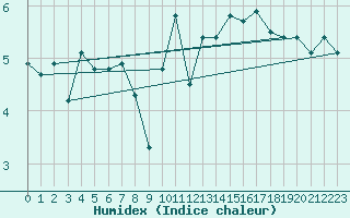 Courbe de l'humidex pour Erfde