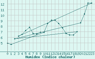 Courbe de l'humidex pour Manston (UK)