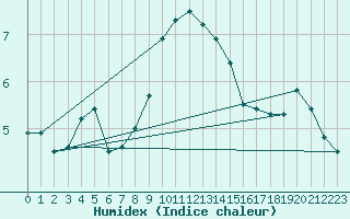 Courbe de l'humidex pour Monte S. Angelo