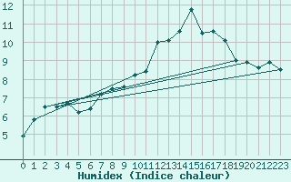 Courbe de l'humidex pour Feldberg-Schwarzwald (All)