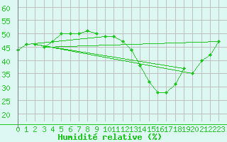 Courbe de l'humidit relative pour Touggourt