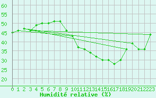 Courbe de l'humidit relative pour Puissalicon (34)