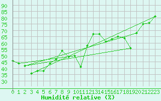 Courbe de l'humidit relative pour Nesbyen-Todokk