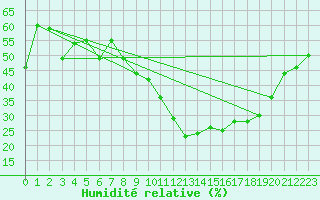 Courbe de l'humidit relative pour Saint-Hubert (Be)