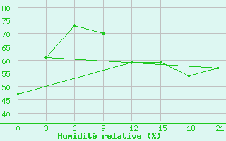 Courbe de l'humidit relative pour Turcasovo