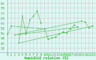 Courbe de l'humidit relative pour Wunsiedel Schonbrun