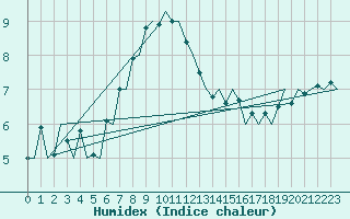 Courbe de l'humidex pour Laage