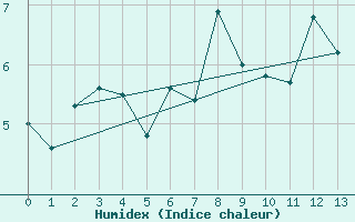 Courbe de l'humidex pour Finsevatn