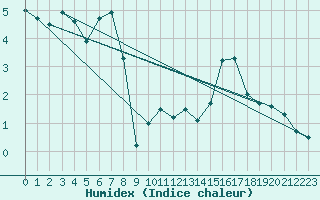 Courbe de l'humidex pour Port d'Aula - Nivose (09)