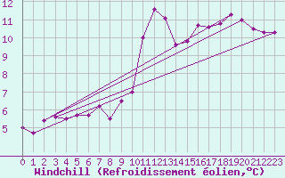 Courbe du refroidissement olien pour Bruxelles (Be)