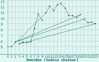 Courbe de l'humidex pour Cimetta
