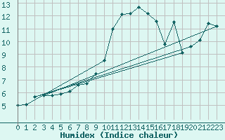Courbe de l'humidex pour St Peter-Ording