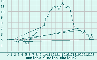 Courbe de l'humidex pour Neuburg / Donau