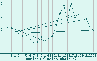 Courbe de l'humidex pour Cape Whittle