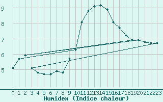 Courbe de l'humidex pour Nonaville (16)