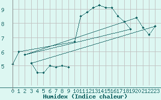 Courbe de l'humidex pour Vinjeora Ii