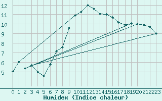 Courbe de l'humidex pour Wiesenburg