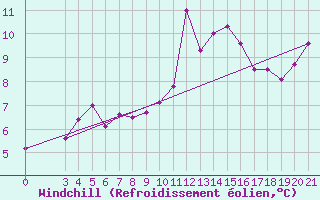 Courbe du refroidissement olien pour Niksic