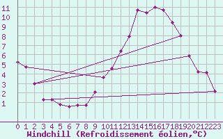 Courbe du refroidissement olien pour Bad Salzuflen