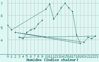 Courbe de l'humidex pour Belm