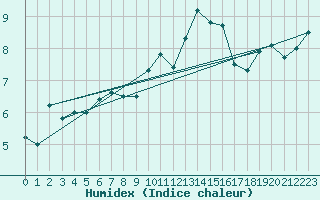 Courbe de l'humidex pour Walney Island