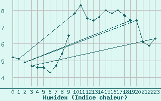 Courbe de l'humidex pour Rosenheim
