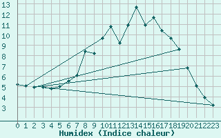 Courbe de l'humidex pour Holzkirchen