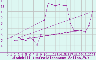Courbe du refroidissement olien pour Ile Rousse (2B)