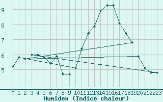 Courbe de l'humidex pour Monts-sur-Guesnes (86)