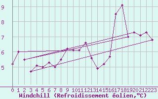 Courbe du refroidissement olien pour Belmullet