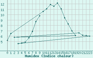 Courbe de l'humidex pour Raciborz