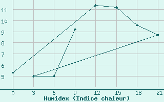 Courbe de l'humidex pour Puskinskie Gory