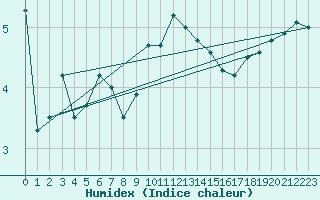 Courbe de l'humidex pour Wunsiedel Schonbrun
