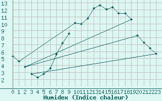Courbe de l'humidex pour Nuerburg-Barweiler