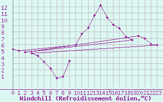 Courbe du refroidissement olien pour Chinchilla