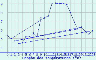 Courbe de tempratures pour Kleiner Feldberg / Taunus