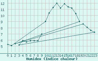 Courbe de l'humidex pour Puerto de San Isidro