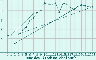 Courbe de l'humidex pour Akurnes
