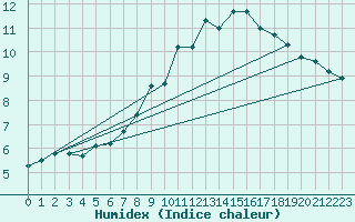 Courbe de l'humidex pour Feldberg-Schwarzwald (All)