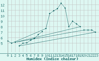 Courbe de l'humidex pour Shaffhausen