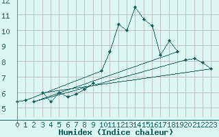 Courbe de l'humidex pour Lachen / Galgenen
