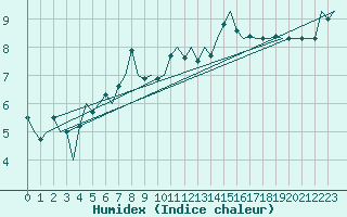 Courbe de l'humidex pour Hohn