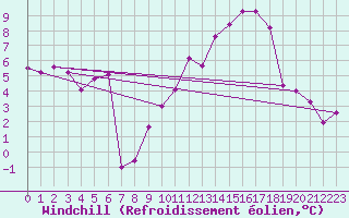 Courbe du refroidissement olien pour Chinchilla