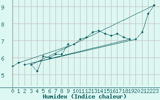 Courbe de l'humidex pour Voorschoten
